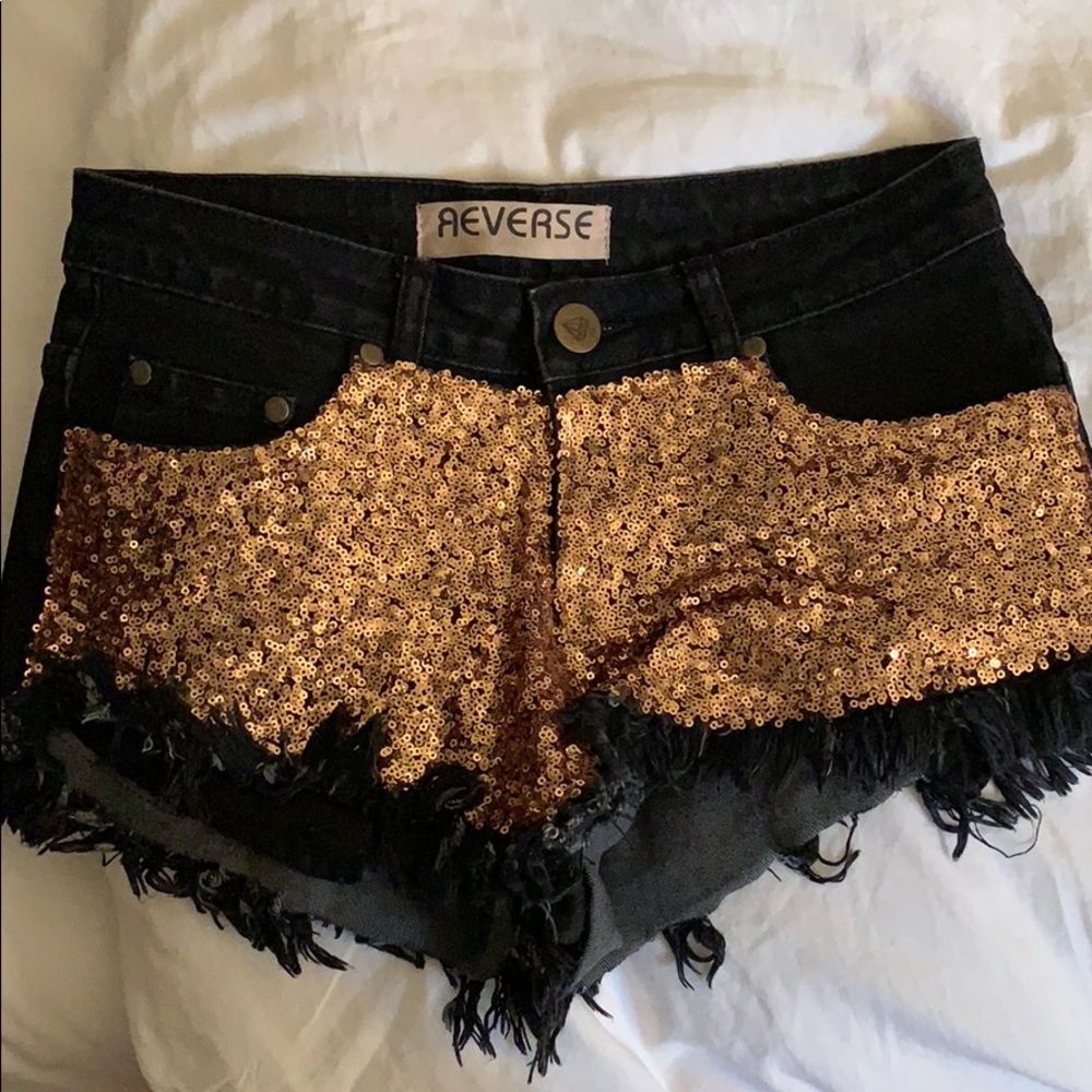 Reverse black and sequin shorts